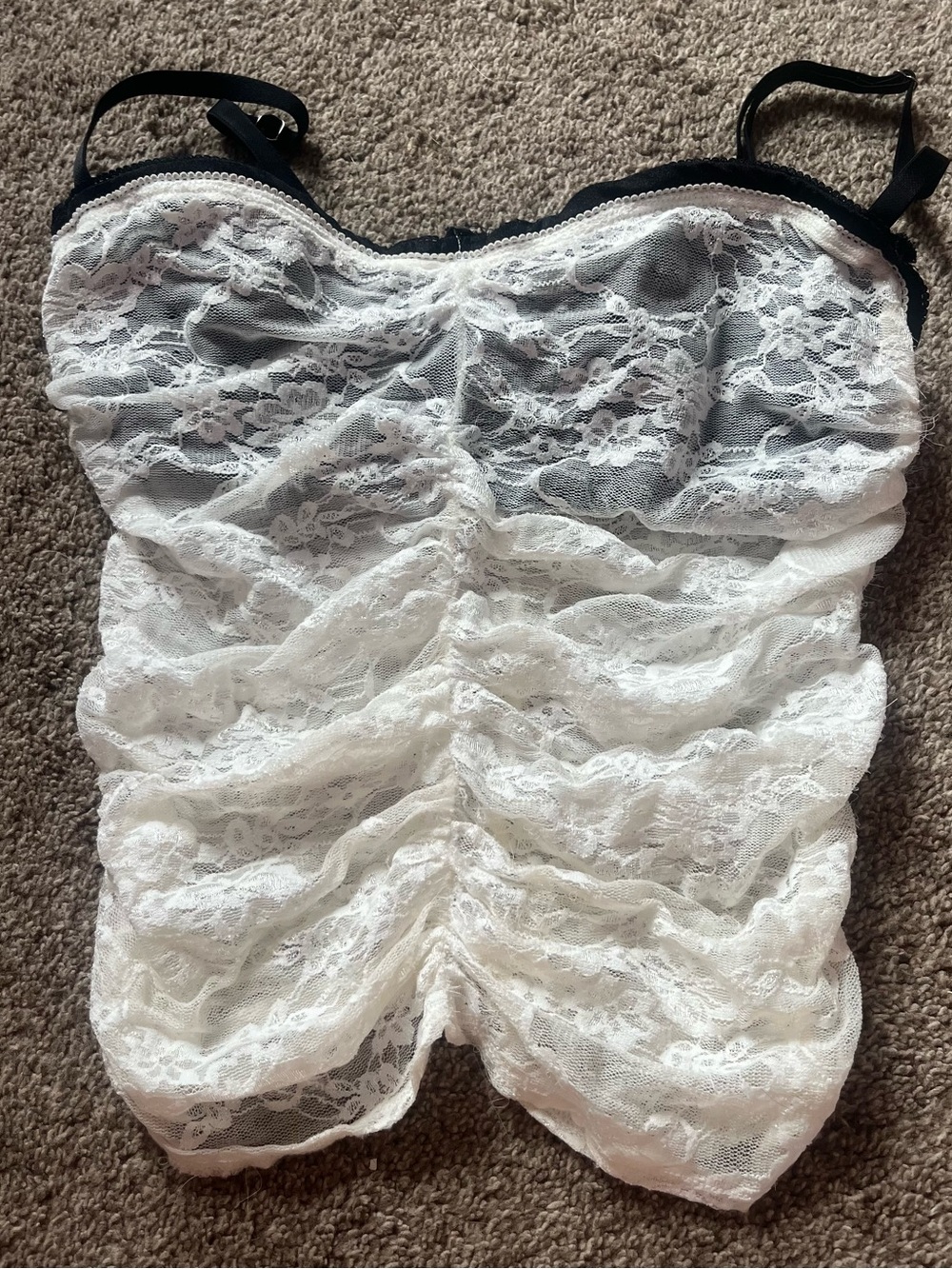Edikted White Lace Tank with Black Trim